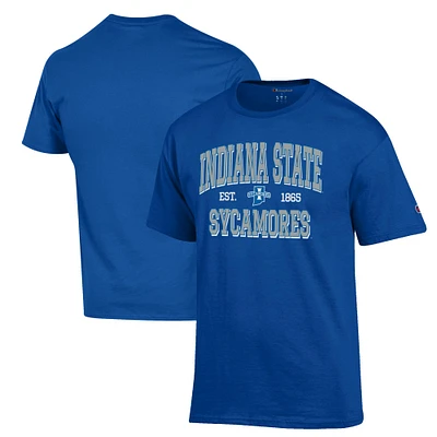 Men's Champion Royal Indiana State Sycamores Est. Date Jersey T-Shirt