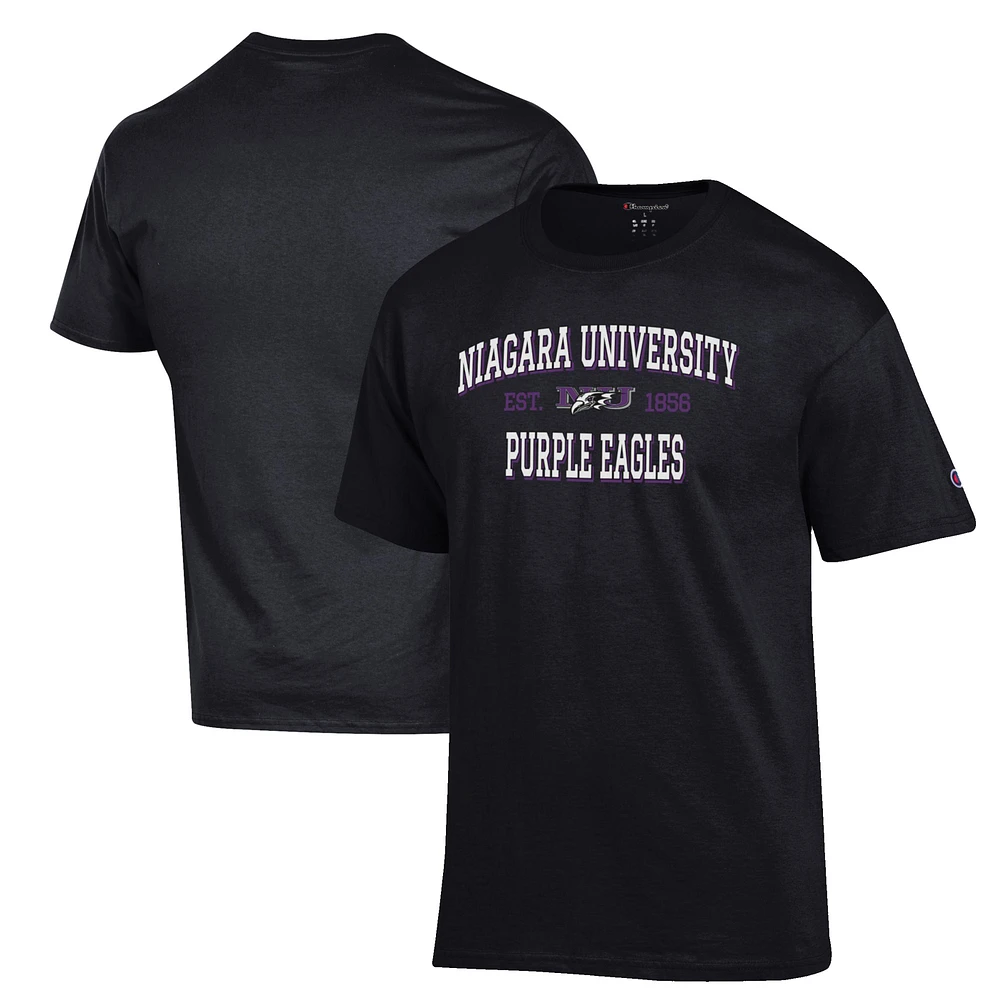 Men's Champion Black Niagara University Purple Eagles Est. Date Jersey T-Shirt