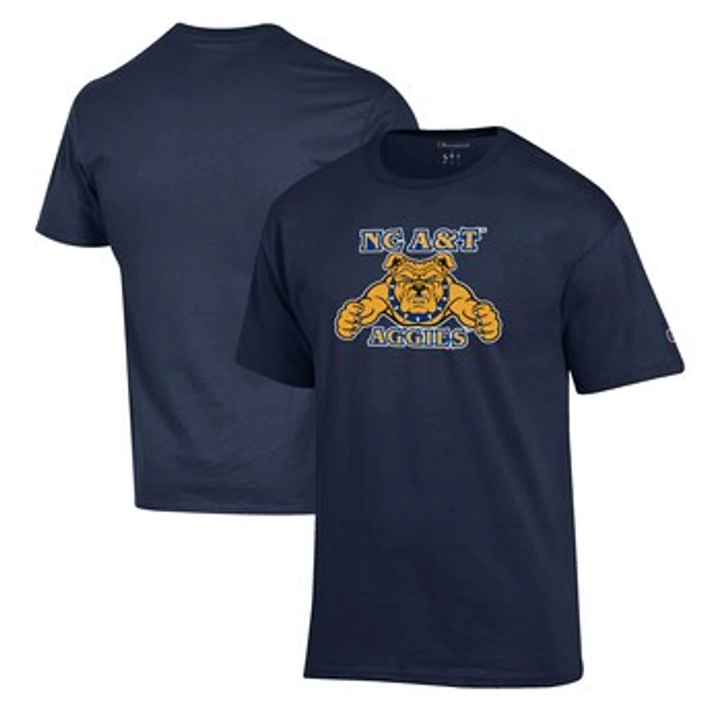 Men's Champion Navy North Carolina A&T Aggies Primary Jersey T-Shirt