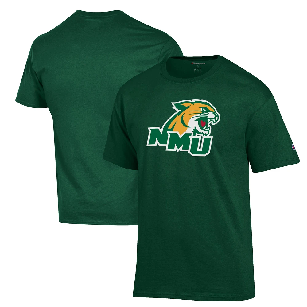 Men's Champion Green Northern Michigan Wildcats Primary Jersey T-Shirt