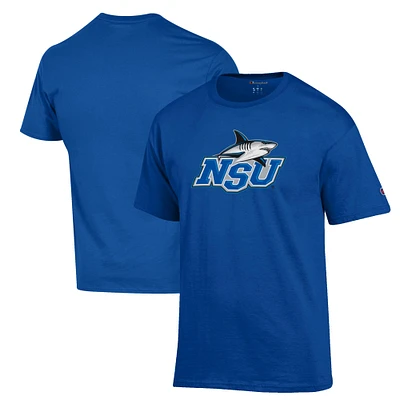 Men's Champion Royal Nova Southeastern Sharks Primary Jersey T-Shirt