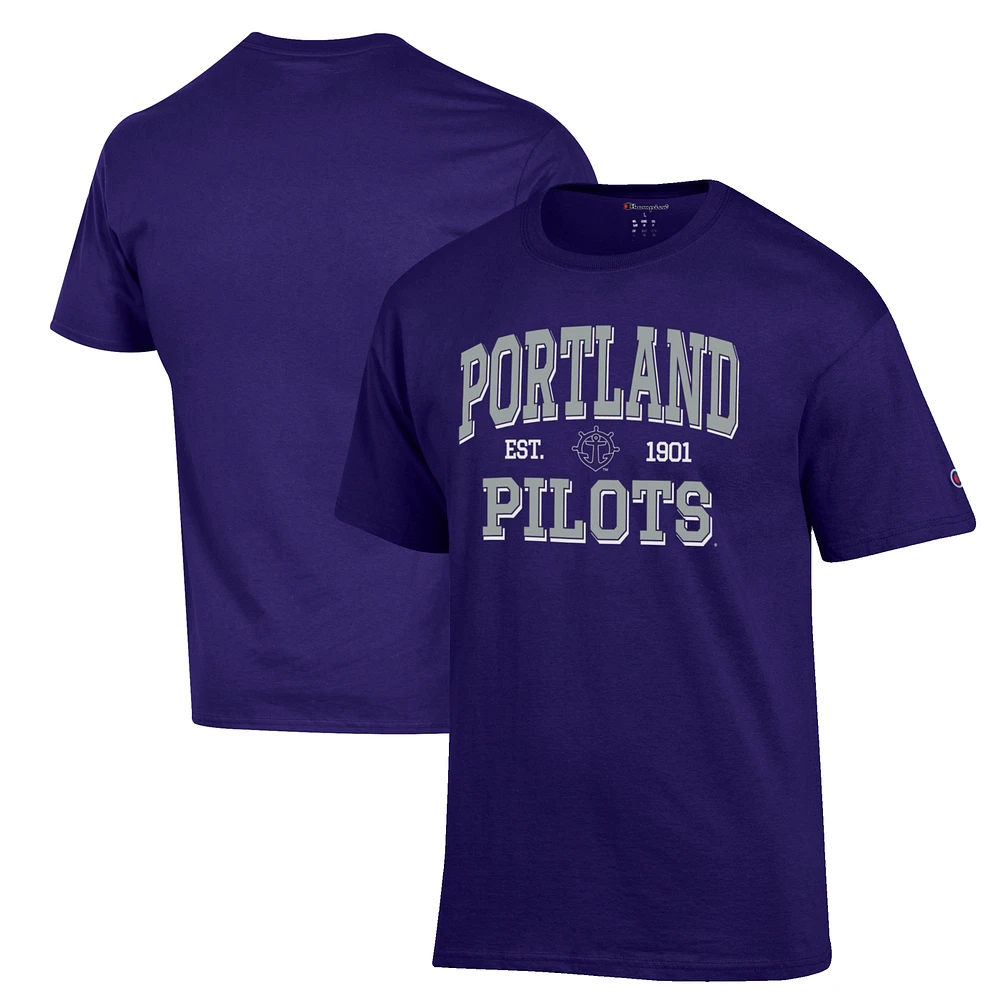 Men's Champion Purple Portland Pilots Est. Date Jersey T-Shirt