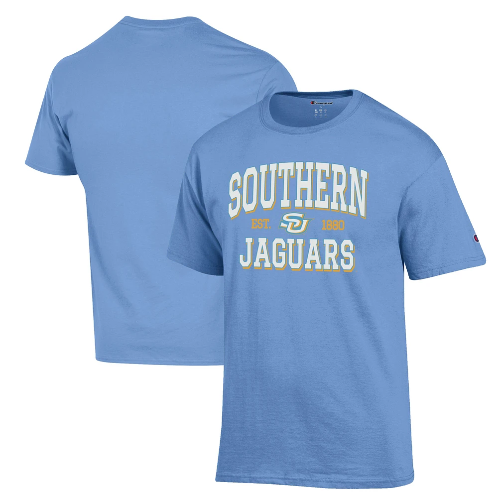 Men's Champion Light Blue Southern University Jaguars Est. Date Jersey T-Shirt