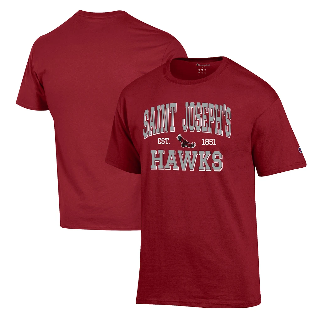 Men's Champion Crimson Saint Joseph's Hawks Est. Date Jersey T-Shirt