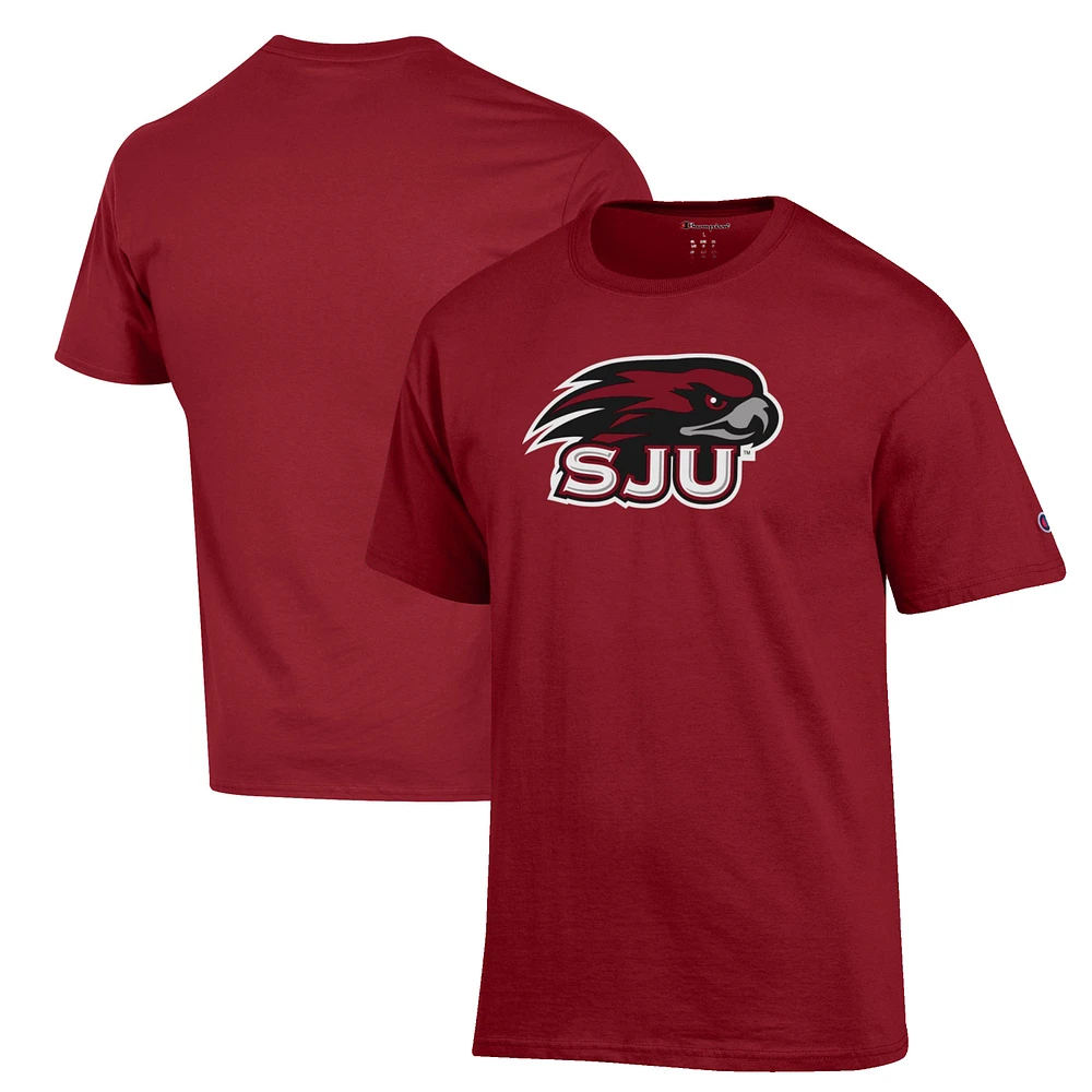 Men's Champion Crimson Saint Joseph's Hawks Primary Jersey T-Shirt