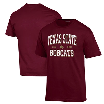 Men's Champion Maroon Texas State Bobcats Est. Date Jersey T-Shirt