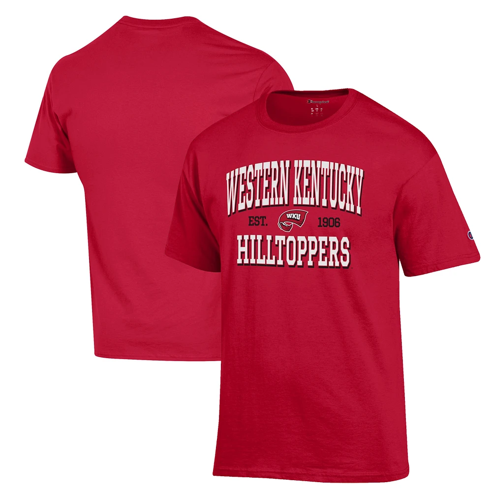 Men's Champion Red Western Kentucky Hilltoppers Est. Date Jersey T-Shirt