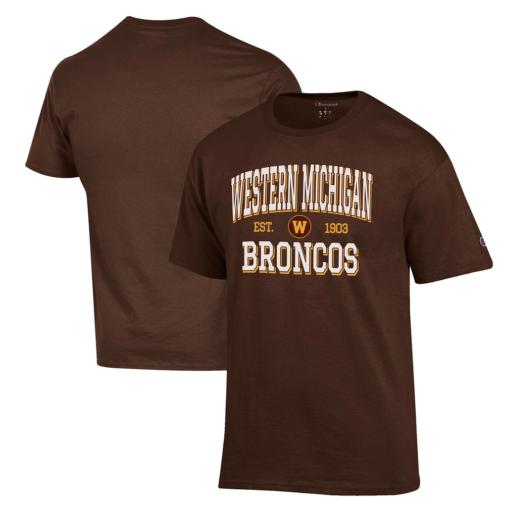 Men's Champion Brown Western Michigan Broncos Est. Date Jersey T-Shirt