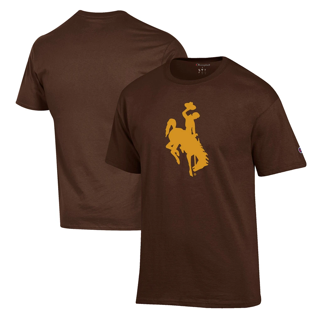 Men's Champion Brown Wyoming Cowboys Primary Jersey T-Shirt