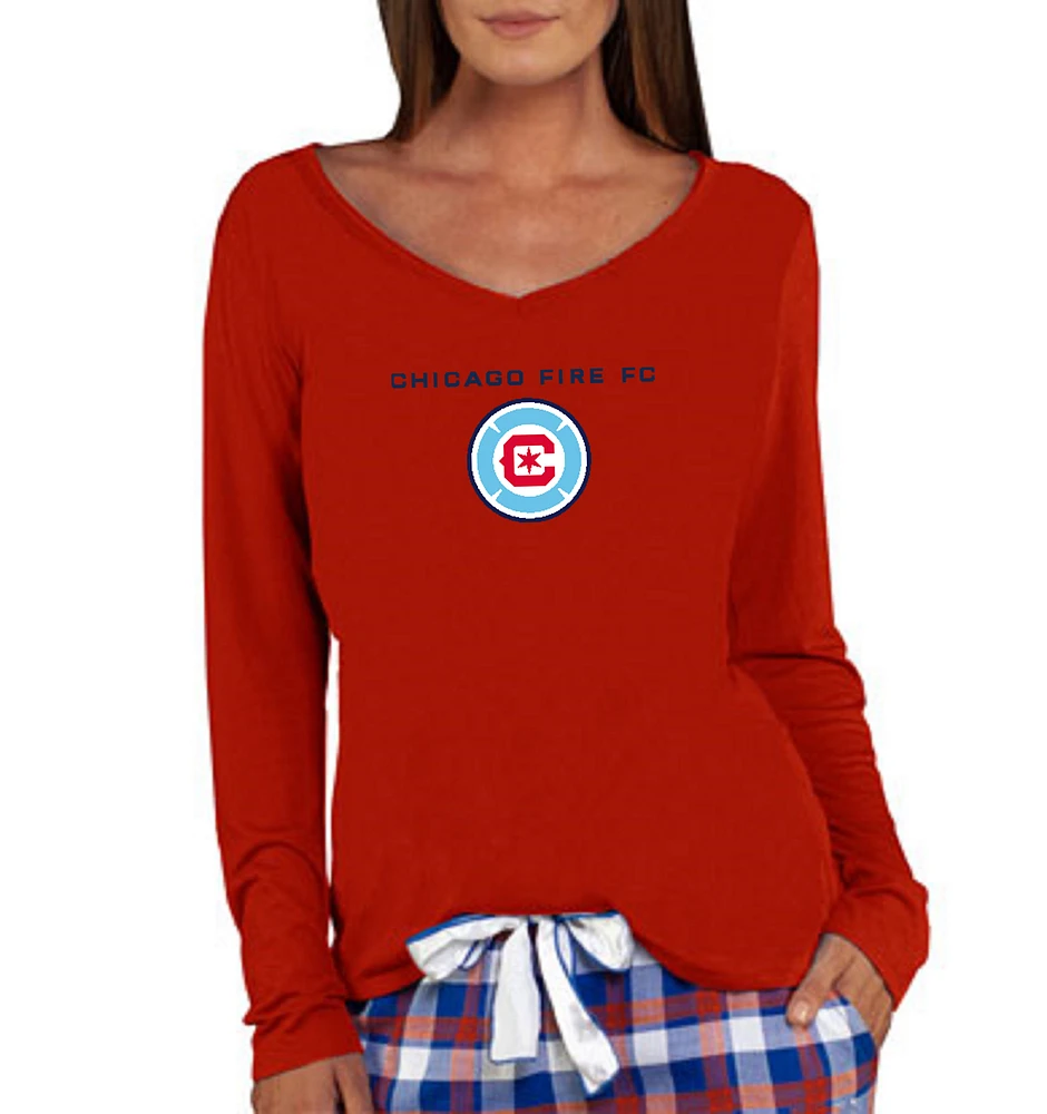 Women's Concepts Sport Red Chicago Fire Team Marathon V-Neck Long Sleeve Top