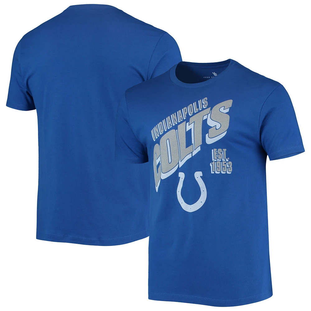 Men's Junk Food Royal Indianapolis Colts Slant T-Shirt