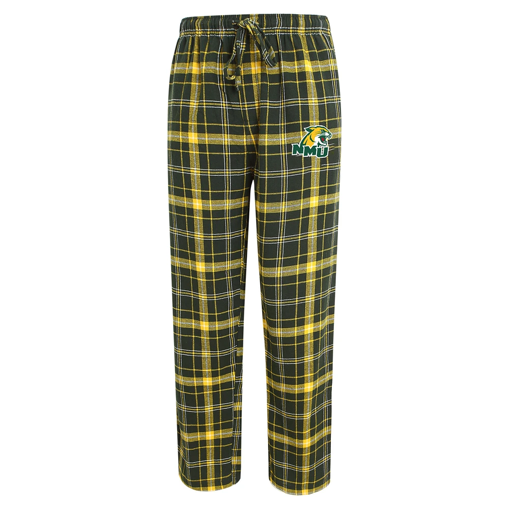 Men's Concepts Sport Hunter Green/Gold Northern Michigan Wildcats Ultimate Flannel Pants