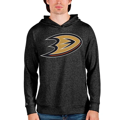 Men's Antigua Heathered Black Anaheim Ducks Absolute Pullover Hoodie