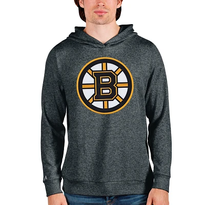 Men's Antigua Heathered Charcoal Boston Bruins Absolute Pullover Hoodie