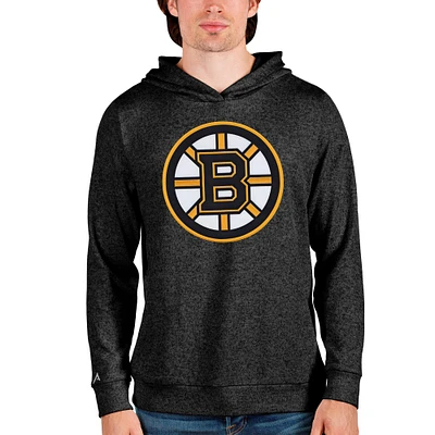 Men's Antigua Heathered Black Boston Bruins Absolute Pullover Hoodie