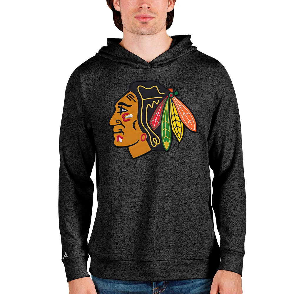 Men's Antigua Heathered Chicago Blackhawks Absolute Pullover Hoodie