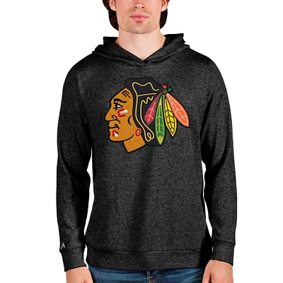 Men's Antigua Heathered Black Chicago Blackhawks Absolute Pullover Hoodie