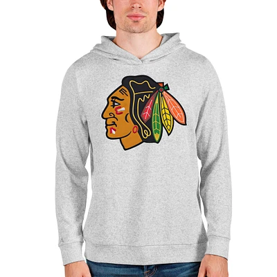 Men's Antigua Heathered Gray Chicago Blackhawks Absolute Pullover Hoodie