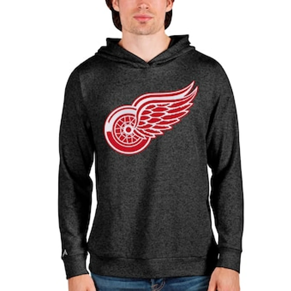 Men's Antigua Heathered Detroit Red Wings Absolute Pullover Hoodie