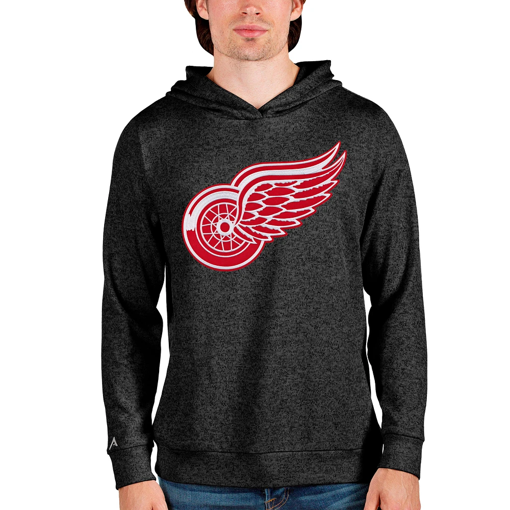 Men's Antigua Heathered Detroit Red Wings Absolute Pullover Hoodie