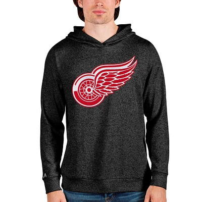 Men's Antigua Heathered Black Detroit Red Wings Absolute Pullover Hoodie
