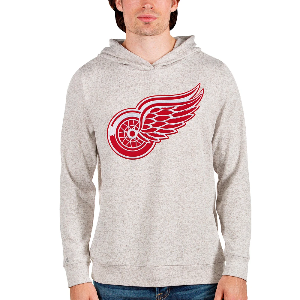 Men's Antigua Oatmeal Detroit Red Wings Absolute Pullover Hoodie