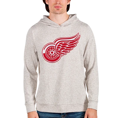 Men's Antigua Oatmeal Detroit Red Wings Absolute Pullover Hoodie
