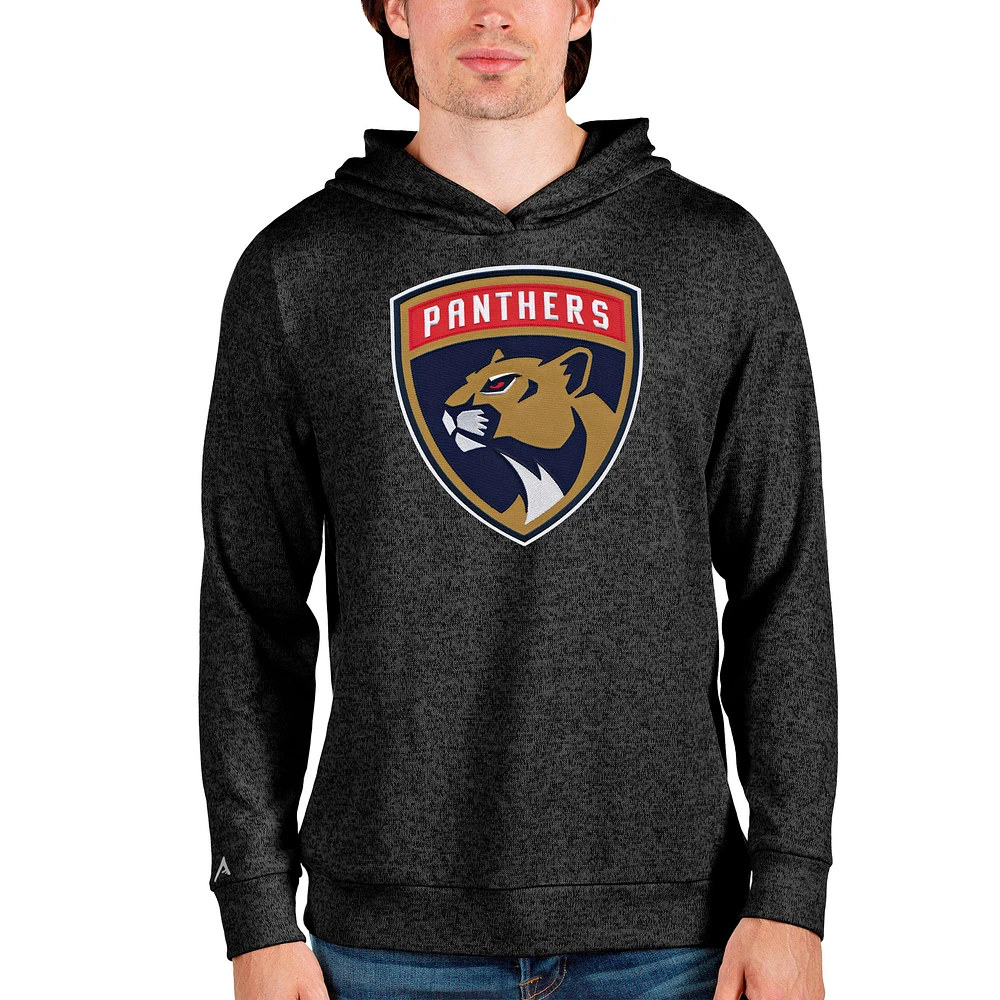 Men's Antigua Heathered Black Florida Panthers Absolute Pullover Hoodie