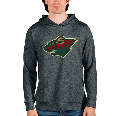 Men's Antigua Heathered Charcoal Minnesota Wild Absolute Pullover Hoodie
