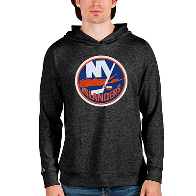 Men's Antigua Heathered Black New York Islanders Absolute Pullover Hoodie