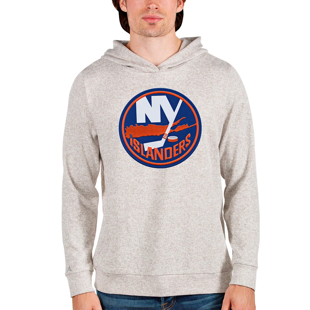 Men's Antigua Oatmeal New York Islanders Absolute Pullover Hoodie