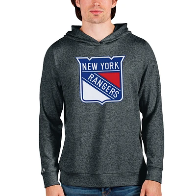 Men's Antigua Heathered Charcoal New York Rangers Absolute Pullover Hoodie