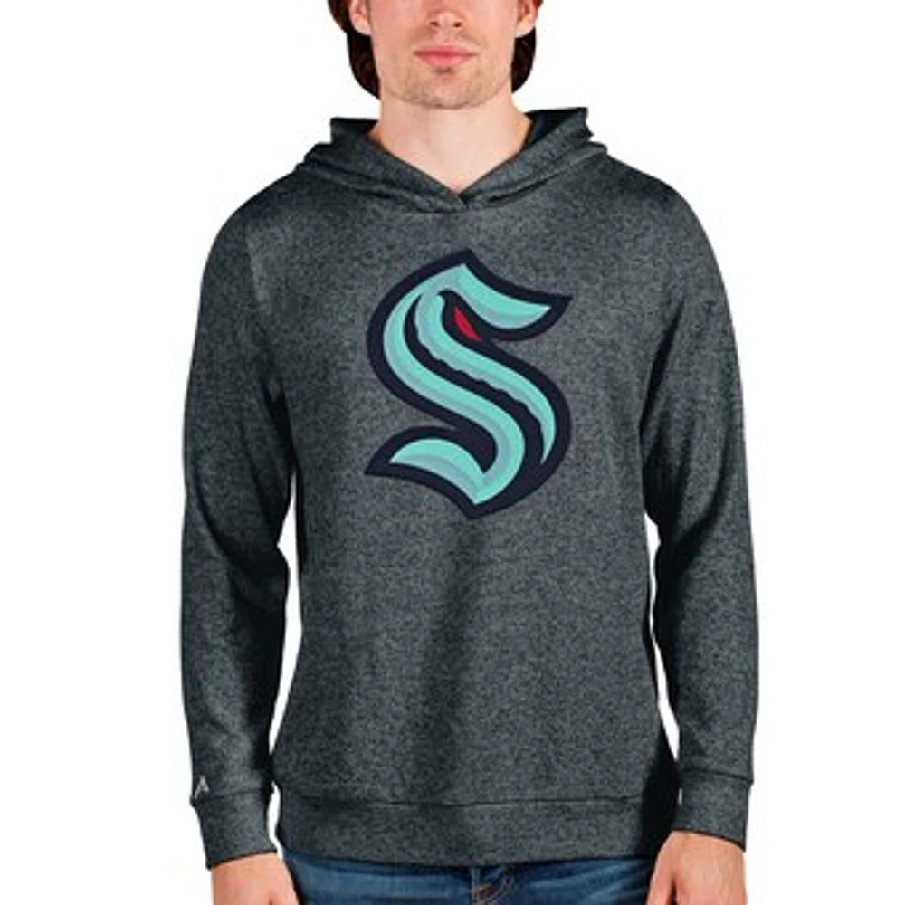 Men's Antigua Heathered Charcoal Seattle Kraken Absolute Pullover Hoodie