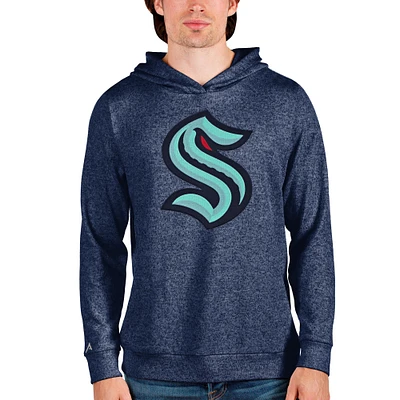 Men's Antigua Heathered Navy Seattle Kraken Absolute Pullover Hoodie