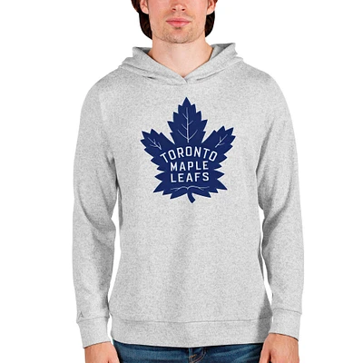 Men's Antigua Heathered Gray Toronto Maple Leafs Absolute Pullover Hoodie