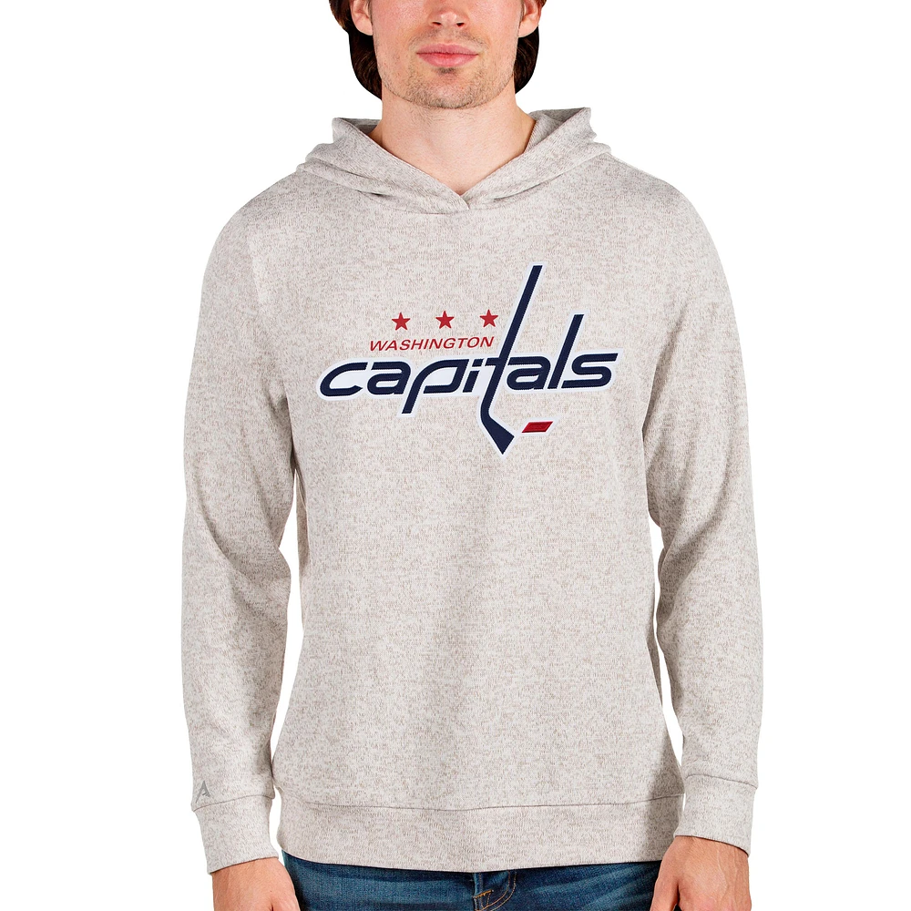 Men's Antigua Oatmeal Washington Capitals Absolute Pullover Hoodie