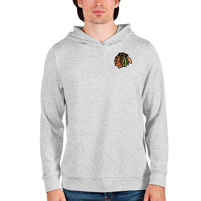 Men's Antigua Heathered Gray Chicago Blackhawks Team Absolute Pullover Hoodie