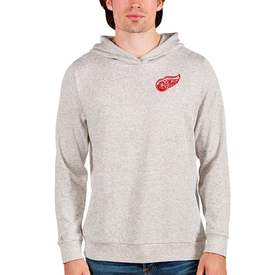 Men's Antigua Oatmeal Detroit Red Wings Team Absolute Pullover Hoodie