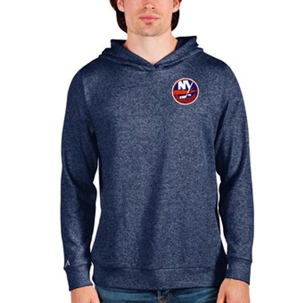 Men's Antigua Heathered Navy New York Islanders Team Absolute Pullover Hoodie