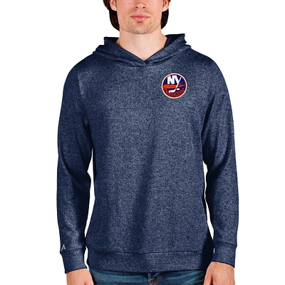 Men's Antigua Heathered Navy New York Islanders Team Absolute Pullover Hoodie