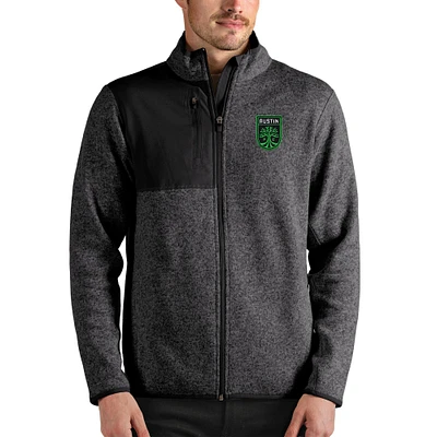 Men's Antigua Heathered Charcoal Austin FC Fortune Full-Zip Jacket