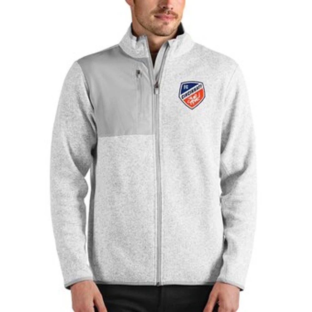 Men's Antigua Heathered Gray FC Cincinnati Fortune Full-Zip Jacket