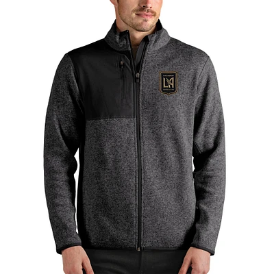 Men's Antigua Heathered Charcoal LAFC Fortune Full-Zip Jacket