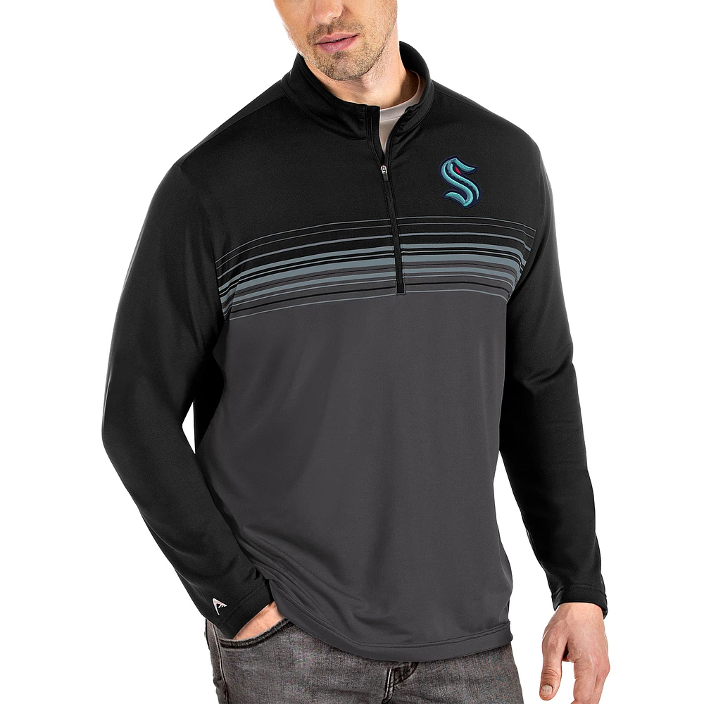 Men's Antigua /Gray Seattle Kraken Big & Tall Pace Quarter-Zip Pullover Top