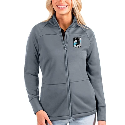 Women's Antigua Steel Minnesota United FC Links Full-Zip Golf Jacket