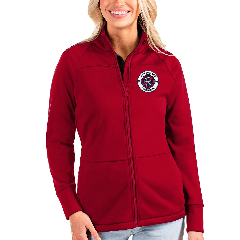 Women's Antigua Red New England Revolution Links Full-Zip Golf Jacket