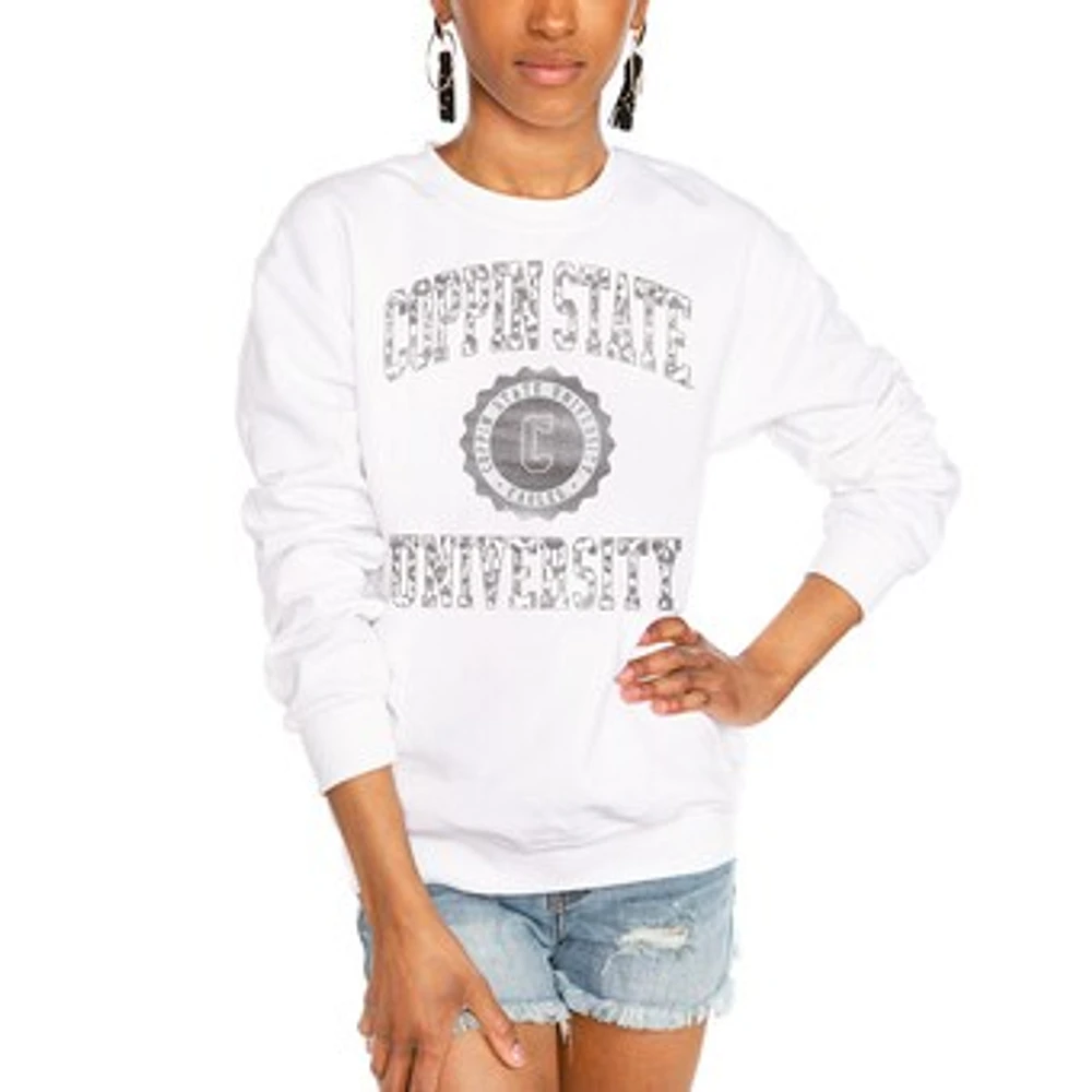 Women's Gameday Couture White Coppin State Eagles Trendspotter Perfect Crewneck Pullover Lightweight Sweatshirt