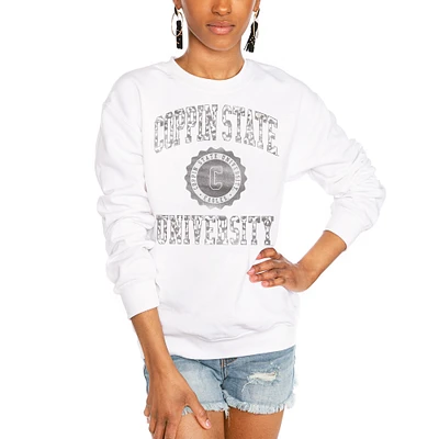 Women's Gameday Couture White Coppin State Eagles Trendspotter Perfect Crewneck Pullover Lightweight Sweatshirt