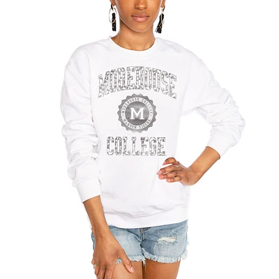 Women's Gameday Couture White Morehouse Maroon Tigers Trendspotter Perfect Crewneck Pullover Lightweight Sweatshirt