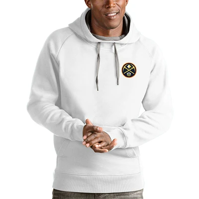 Men's Antigua White Denver Nuggets Victory Pullover Hoodie